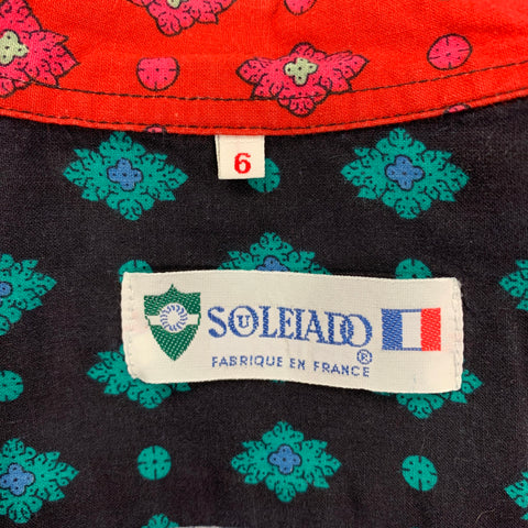 SOULEIADO Size XL Multi-Color Mixed Fabrics Cotton Button Up Long Sleeve Shirt