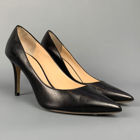 BARNEY'S NEW YORK Zapatos de tacón clásicos con punta en punta de cuero negro talla 8.5