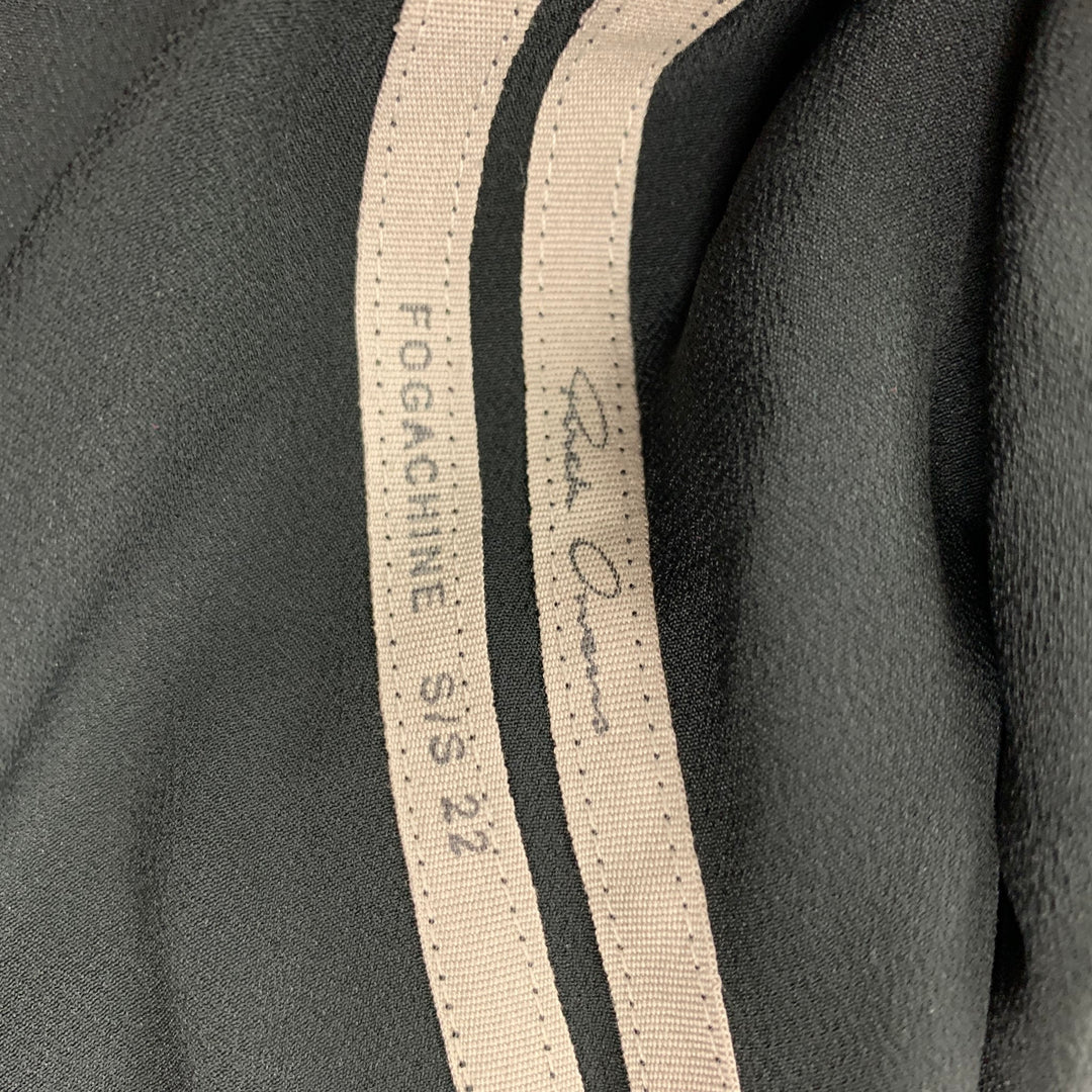 RICK OWENS FOGACHINE SS 22 Size 10 Black Acetate Silk Cropped Drop-Crotch Pants