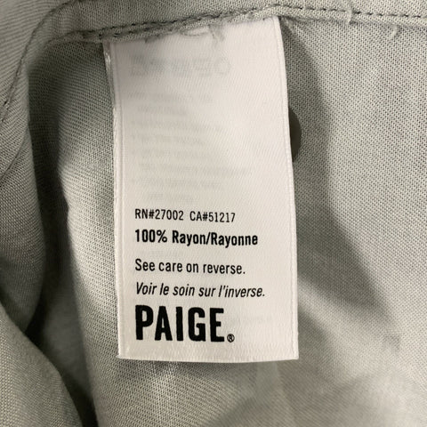 PAIGE Size M Gray &  White Rayon Button Down Short Sleeve Shirt