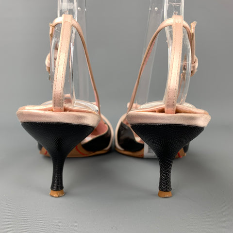 VALENTINO GARAVANI Talla 9 Zapatos de tacón de gatito de cuero negro y rosa