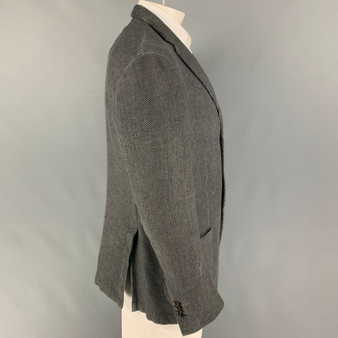 BOGLIOLI Size 44 Gray Textured Cotton Notch Lapel Sport Coat