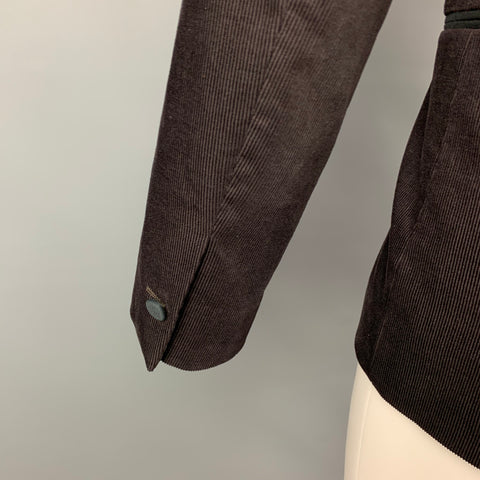 JOHN VARVATOS * U.S.A. Size 40 Brown & Black Corduroy Peak Lapel Luxe Sport Coat