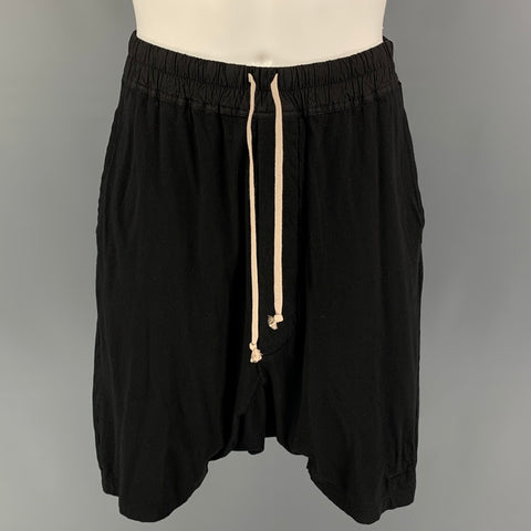 RICK OWENS DRKSHDW Size S Black Cotton Drawstring Drop-Crotch Shorts