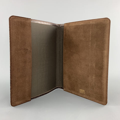 GUMP'S Embossed Brown Leather Book Case / Writing Folder
