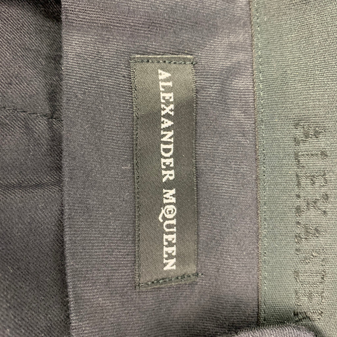 ALEXANDER MCQUEEN Taille 30 Pantalon habillé en coton rouge noir Zip Fly