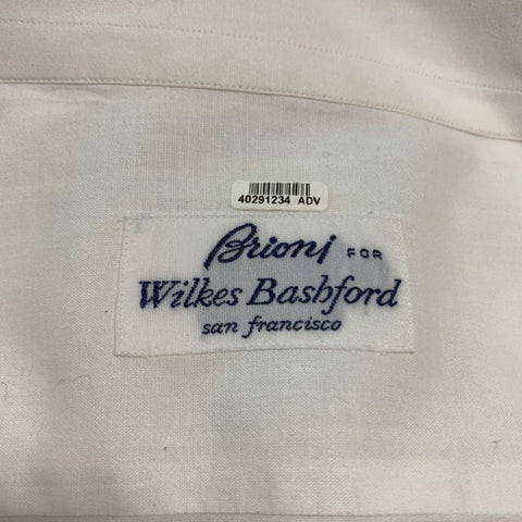 BRIONI Size 38 White Cotton Pleated Long Sleeve Tuxedo Shirt