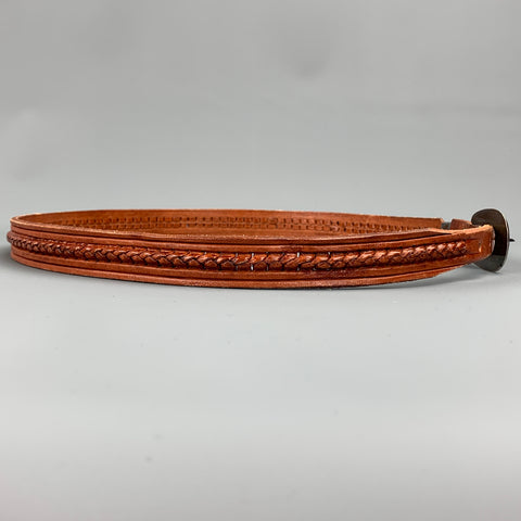 VINTAGE Taille 36 Ceinture en cuir tressé marron