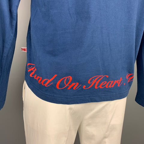 WALTER VAN BEIRENDONCK 2011 Hand On Heart Size XL Blue & Red Applique Cotton Long Sleeve Pullover
