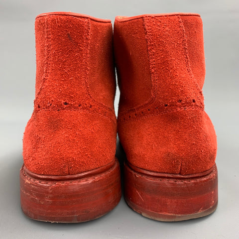 FLORSHEIM by Duckie Brown Size 10 Red Perforated Suede Lace Up Boots