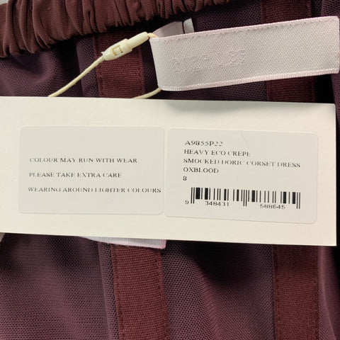 DION LEE Size 4 Burgundy Viscose Blend Ruched Corset Mini Cocktail Dress