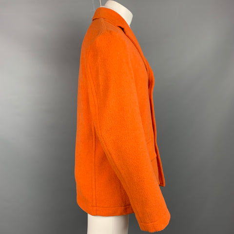 DRIES VAN NOTEN Size 40 Orange Textured Wool Blend Jacket
