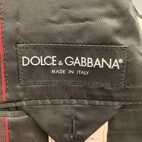 DOLCE & GABBANA Size 38 Regular Brown Wool Notch Lapel Suit