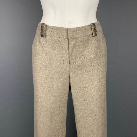 RACHEL ROY Taille 6 Pantalon habillé à jambe large en tweed taupe et beige