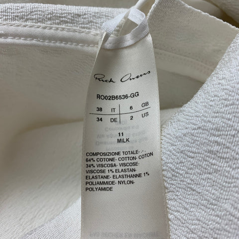 RICK OWENS Size 2 Off White Crepe Cotton Blend One-Sleeve Drape Diana Dress