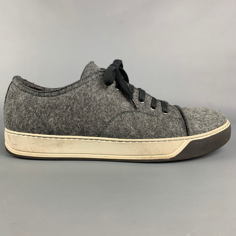 LANVIN Taille 10 Baskets à bout renforcé en tissu texturé gris foncé