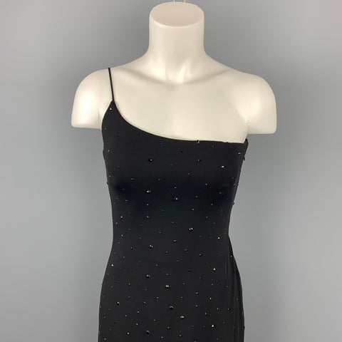 GIORGIO ARMANI Taille 4 Robe droite en jersey perlé noir