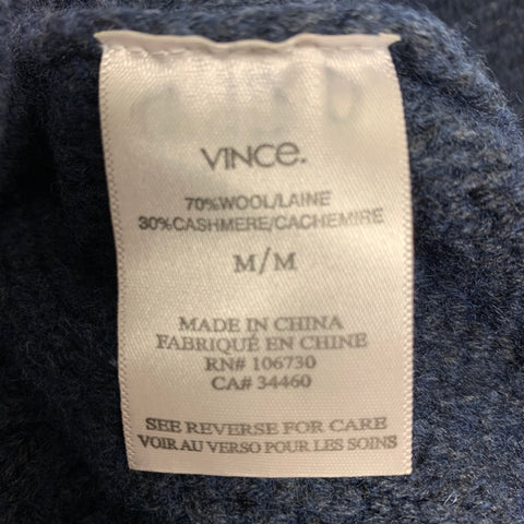 VINCE Size M Navy Textured Wool &  Cashmere Fisherman Sweater