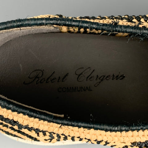 ROBERT CLERGERIE Size 8 Black Natural Woven Lace Up Sneakers