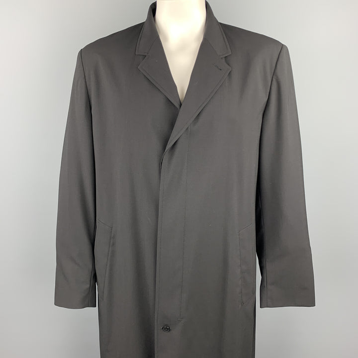ALLEGRI Size L Black Wool / Rubber Notch Lapel Coat