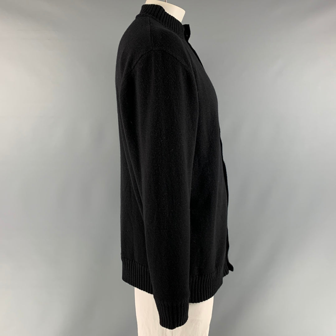 NEIMAN MARCUS Size XL Black Knitted Cashmere Zip Up Grey Jacket