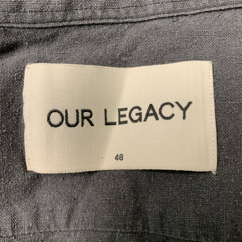 OUR LEGACY Size S Gray Solid Silk Button Up Long Sleeve Shirt