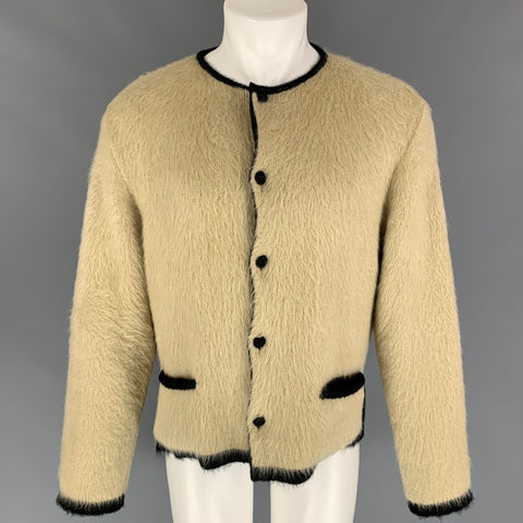 JEAN PAUL GAULTIER Size M Yellow Black Mohair Blend Button Down Cardigan