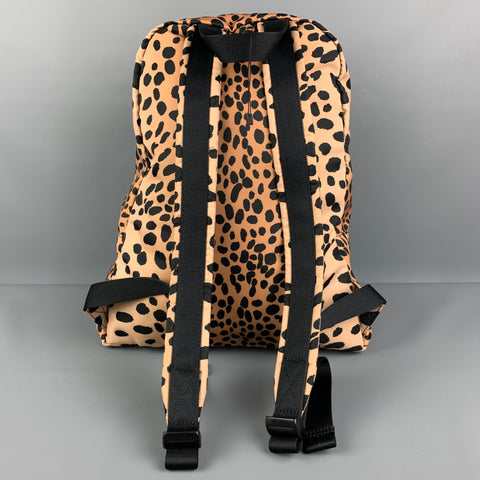 MARC JACOBS Tan Black Animal Print Canvas Backpack