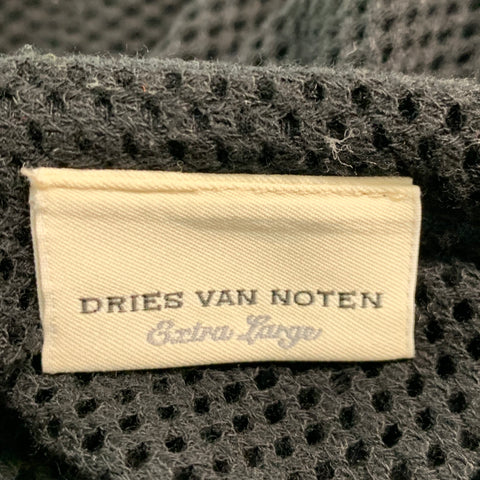 DRIES VAN NOTEN Size XL Black Mesh Cotton Crew-Neck T-shirt
