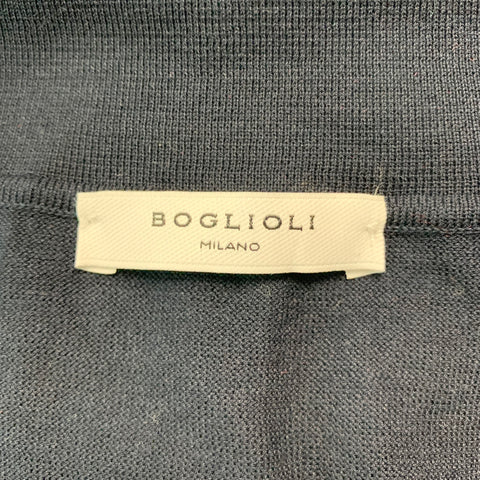 BOGLIOLI Size S Navy Long Sleeve Polo