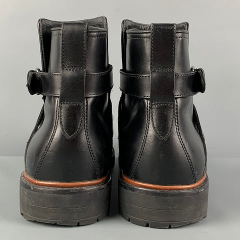 COACH Size 11 Black Leather Belted Ankle Boots