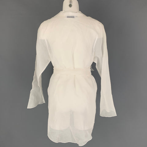 ANNE FONTAINE Talla S Blusa larga blanca transparente con cinturón