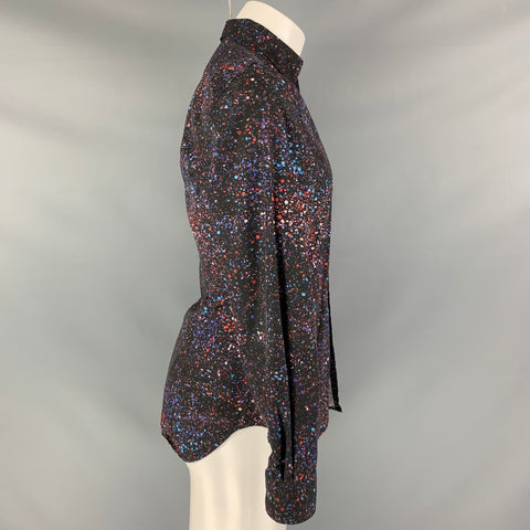 PAUL SMITH Size S Black Multi-Color Dots Cotton Long Sleeve Shirt