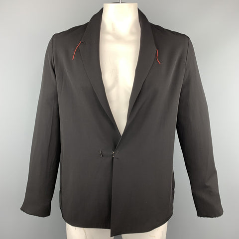M.A+ Chest Size L Black Solid Cotton Hook & Eye Closure Jacket