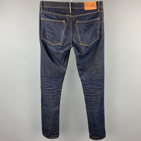 RALEIGH DENIM Size 32 Indigo Contrast Stitch Selvedge Denim Button Fly Jeans