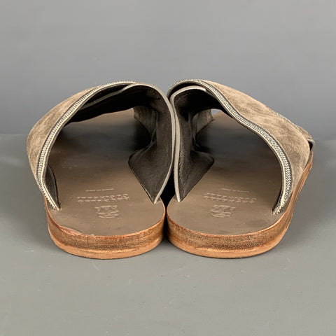 BRUNELLO CUCINELLI Talla 8 Sandalias sin cordones de ante gris salvia