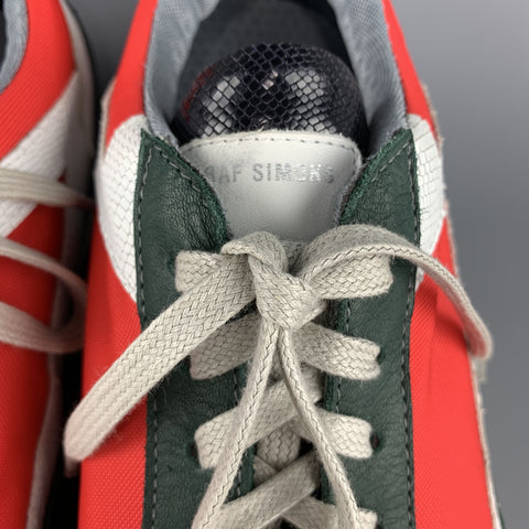 RAF SIMONS Size 10 Multi-Color Red Color Block Nylon Lace Up Red Sneakers