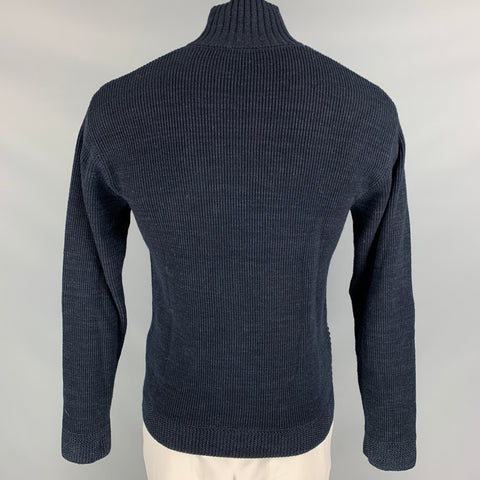 45rpm Size L Indigo Knitted Cotton Blend Zip Up Cardigan
