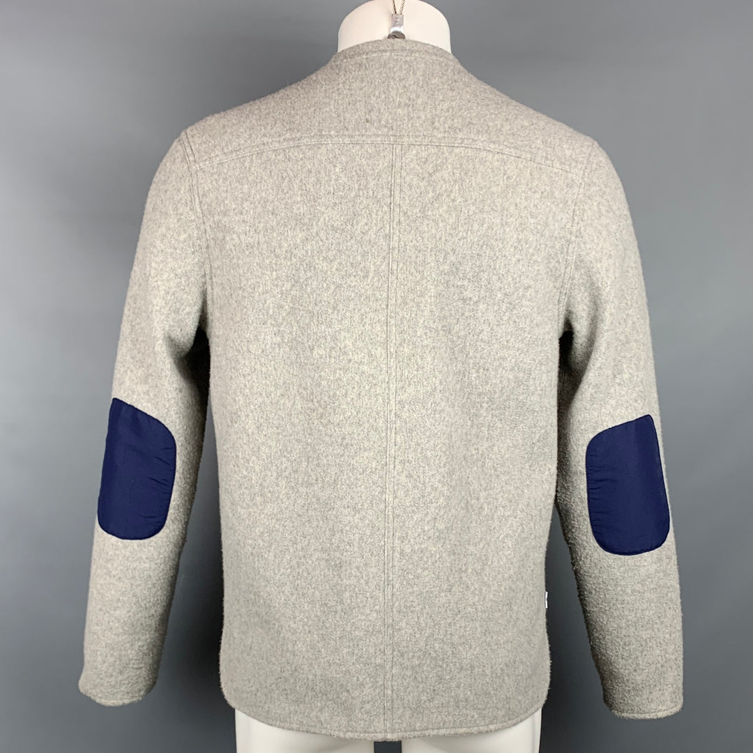 LEVI'S Size M Light Grey Textured Polyester Blend Collarless Jacket