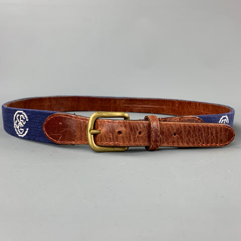 SMATHERS & BRANSON Size 40 Navy Embroidered Belt