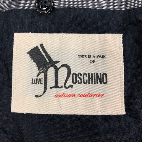 LOVE MOSCHINO Size 40 Black Grey Nailhead Cotton Blend Notch Lapel Suit