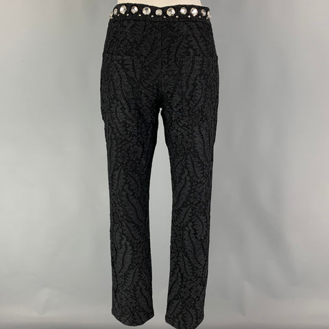 No. 21 Pantalones de vestir de cristal en mezcla de algodón y encaje negro, talla 4