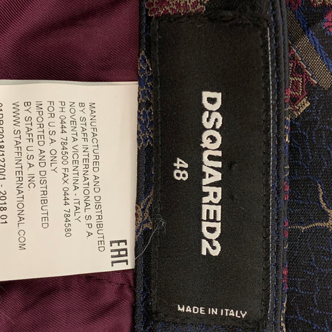 DSQUARED2 Taille 32 Pantalon habillé noir en mélange d'acétate jacquard multicolore avec braguette zippée