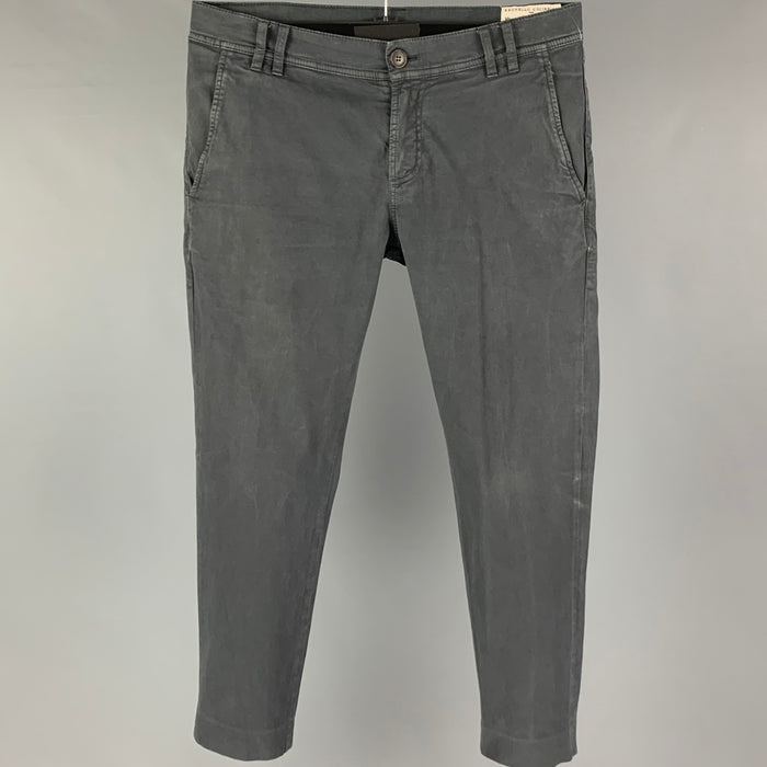 BRUNELLO CUCINELLI Talla 32 Pantalón casual de algodón gris