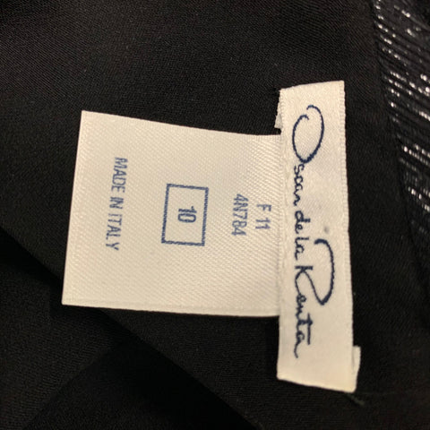 OSCAR DE LA RENTA 2011 Talla 10 Blusa sin mangas con volantes de seda negra