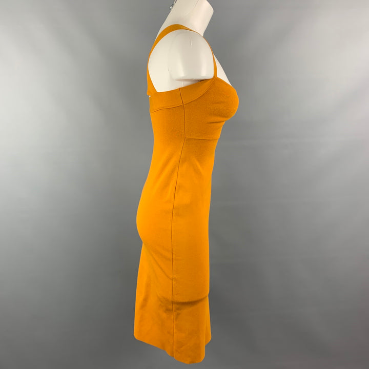 ZEYNEP ARCAY Size 4 Mustard Stretch Viscose Side Slit Cocktail Dress