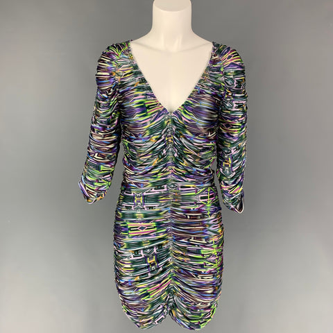 MATTHEW WILLIAMSON Vestido con cuello en V fruncido de viscosa multicolor talla 4
