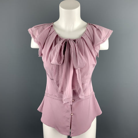 ZAC POSEN Taille 8 Blouse sans manches à col noué en soie lavande