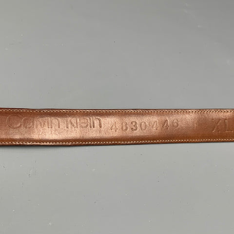 CALVIN KLEIN Size XL Brown Alligator Sterling Silver Belt