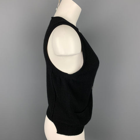 INHABIT Chaleco abotonado de cachemir de punto negro talla M